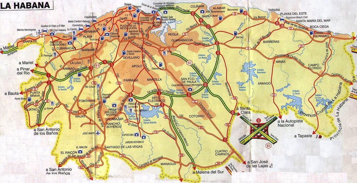 Havana, Cuba su una mappa