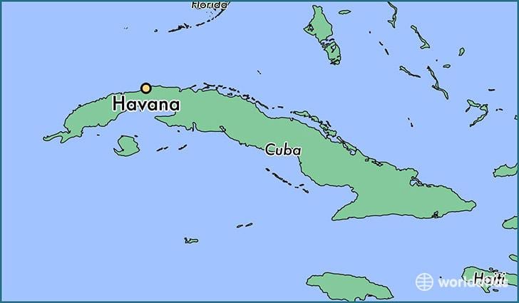 Havana, Cuba sulla mappa