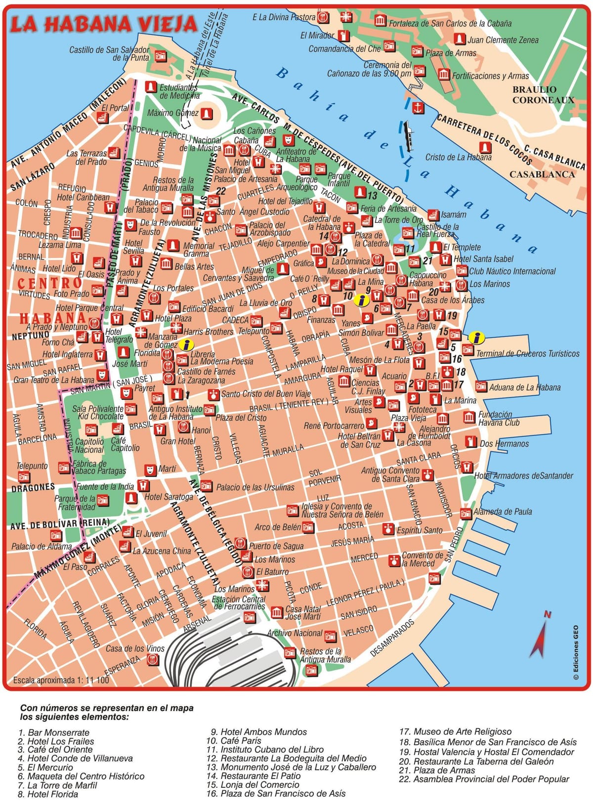 la città vecchia di l'Avana la mappa