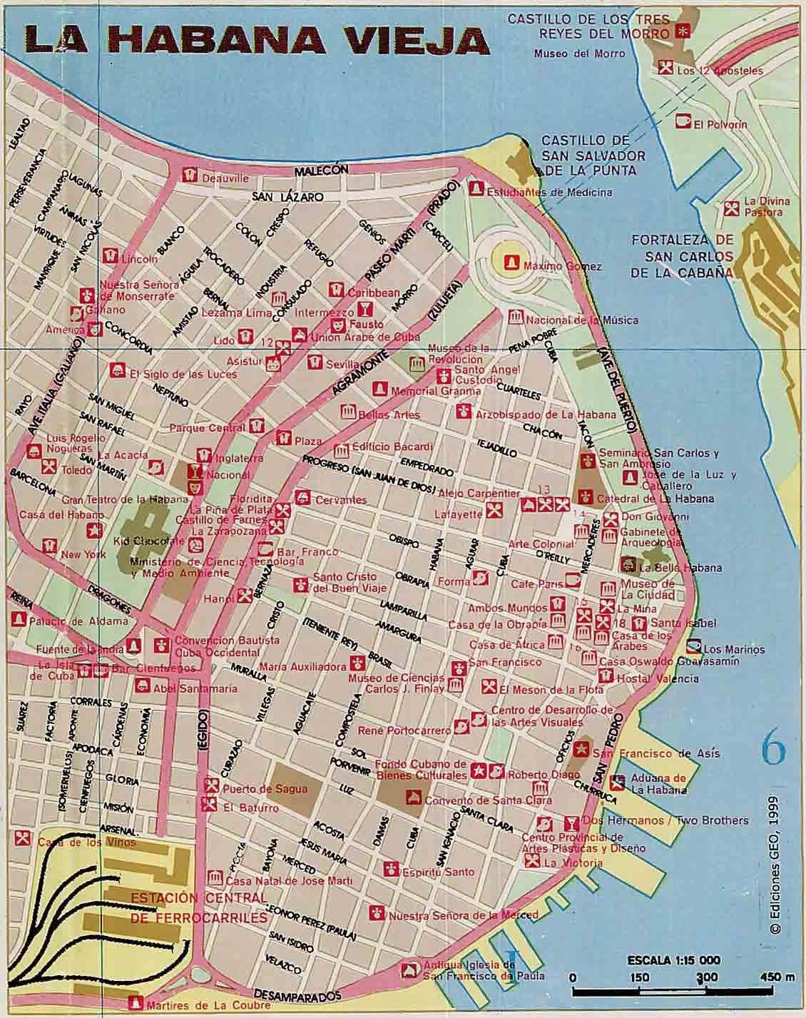 l'Avana vecchia, Cuba mappa