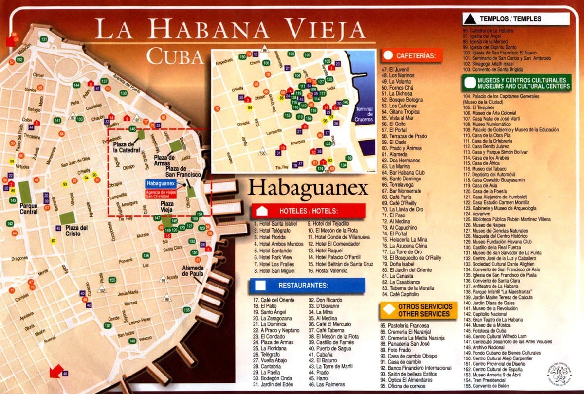 L'avana mappa visite turistiche