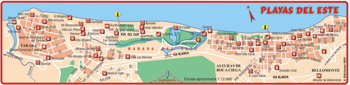 mappa di playa del este, Cuba