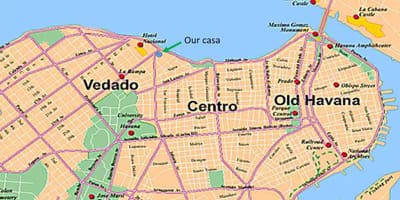 Mappa di l'Avana quartieri